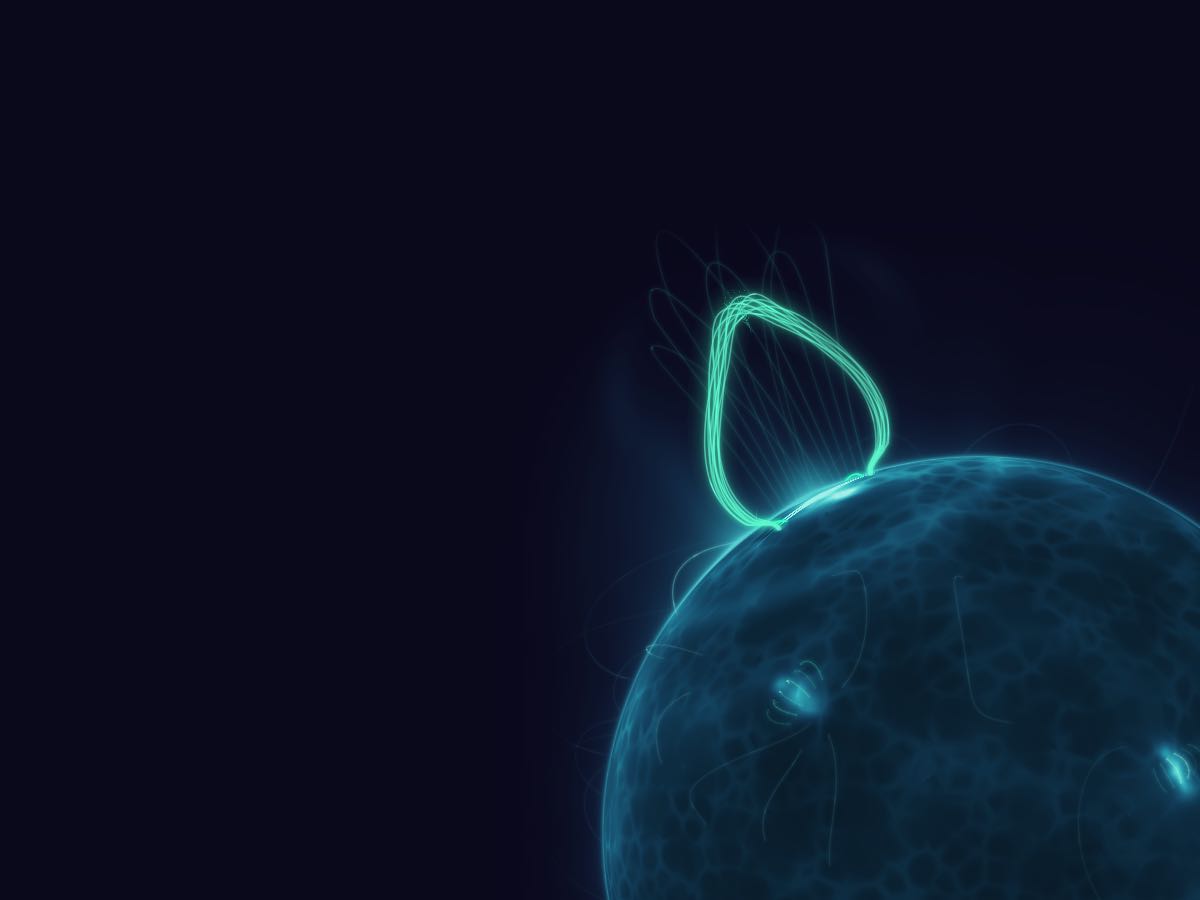 The Sun in extreme ultraviolet: above an active region on the limb, a twisted flux rope rises as an arch and erupts.