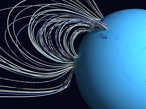Screen capture: magnetic field lines traced in 3D above the solar surface